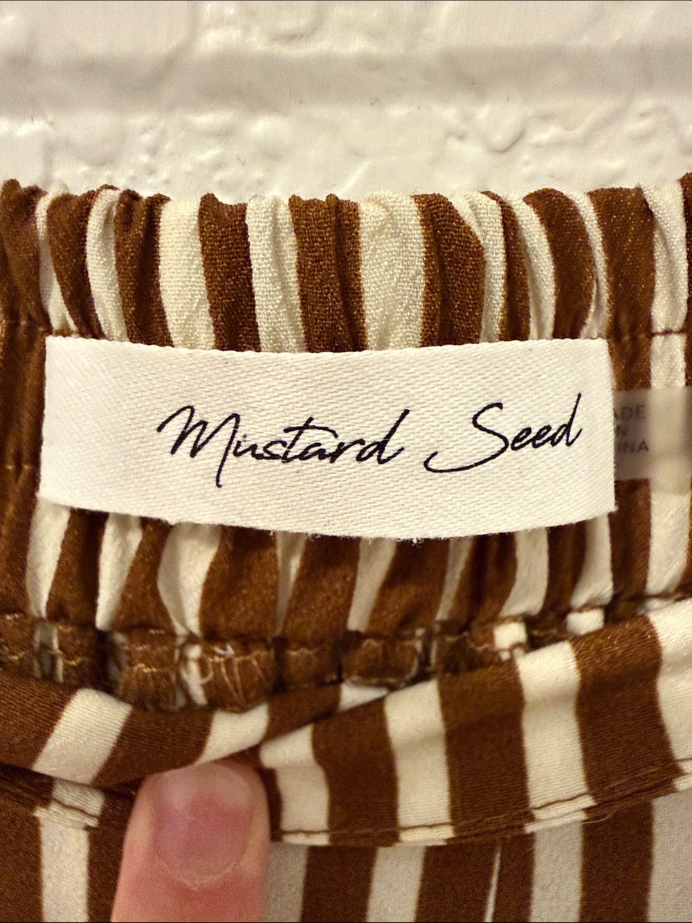 Mustard Seed - Brown & Cream Vertical Stripe Wide-Leg Pants - Picture 2 of 5